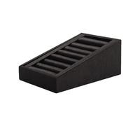 Qsvbeeqj Bandeja de exhibición de joyería de cuero PU resistente soporte de joyería de cuero PU 7 ranuras soporte para anillos, pendientes y pulseras