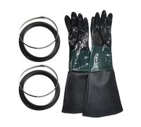 Qsvbeeqj Bastoncillos de algodón absorbentes de alto rendimiento guantes de chorro de arena interior con guantes abrazadera de metal para armario de arena
