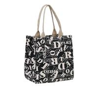 Qsvbeeqj Bolsa de lona para el almuerzo, para ir de compras, playa, trabajo, viajes, gran capacidad, caja de regalo, contenedor, Black, One Size