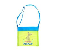 Qsvbeeqj Bolsa de playa de malla de nailon transpirable e impermeable, correa ajustable para el hombro, soporte para juguetes de agua, portátil, para recoger conchas de mar, malla al aire libre