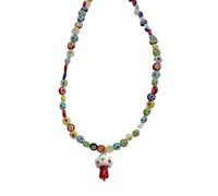 Qsvbeeqj Cadena de calefacción vintage de setas en cuentas de vidrio multicolores, portátil para mujeres de moda y suministros de fiesta, uso casual, collar retro con estilo, talla única, como se