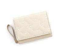 Qsvbeeqj Cartera corta de cuero PU titular de la tarjeta de crédito de la moda con cremallera pequeñas monederos de cambio de bolsillo de negocios para niñas de moda, blanco, belleza masiva