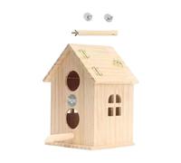 Qsvbeeqj Caseta de pájaros de madera colgante incuba loros pájaro natural caja de anidación segura para interior o exterior o exterior doble perforada caja de pájaros