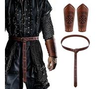 Qsvbeeqj Cinturón vikingo medieval desmontable PU Bracer Renacimiento Accesorios de disfraz Halloween Disfraces Disfraz, Cst059 2 Brown, Talla única