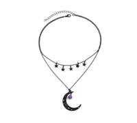 [Qsvbeeqj] Collar con colgante de luna de estrella gótica collar de gargantilla con diseño único y longitud ajustable para niñas