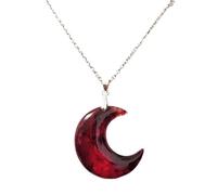 Qsvbeeqj Collar con colgante de luna de sangre para mujer, cadena de clavícula, dije gótico, cadena fina, collar de joyería Simp, gargantilla de metal, circonita cúbica