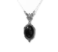 Qsvbeeqj Collar gótico de piedra de sangre para mujeres y hombres, collar de mariposa de bruja en relieve de vampiro, collar vintage de piedra negra, Metal, Circonita cúbica