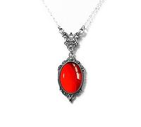 Qsvbeeqj Collar gótico de piedra de sangre para mujeres y hombres, collar de mariposa de bruja en relieve de vampiro, collar vintage de piedra negra, Metal, Circonita cúbica