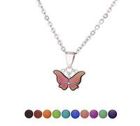 Qsvbeeqj Collar para mujer con diseño de mariposa que cambia de color con temperatura, collar con colgante de mariposa, emoción y estado de ánimo, acero inoxidable, circonita cúbica