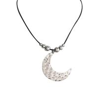 Qsvbeeqj Collares para mujer, collar vintage étnico con colgante de hoja/luna para mujer, cadena de cuello con cuentas, cordón de poliuretano, joyería para el cuello, Metal, Circonita cúbica