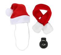 Qsvbeeqj Conjunto de gorro y bufanda de Papá Noel modificable, disfraz de Navidad, caninos, fiesta, foto, sombrero de Papá Noel, tela suave