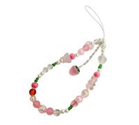 Qsvbeeqj Cordón multiusos para teléfono con diseño de oso de fresa, accesorio de cadena móvil para niñas, elegante llavero de decoración de fresa, One Size