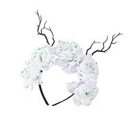 Qsvbeeqj Diadema de calavera rosa flor corona Hairband Day Of The Dead diadema Halloween Tiaras y coronas, gótico Flower Day Of The Dead Costume Rosa Corona