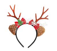 Qsvbeeqj Diademas de cuernos de reno con orejas de Navidad, diadema para mujeres y niños, para fiestas de vacaciones y eventos de cosplay, diademas de vacaciones para adultos