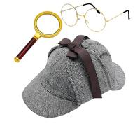 [Qsvbeeqj] Disfraz de detective, 100 días de escuela, anciano, abuelo, disfraz, detective privado, traje para adultos