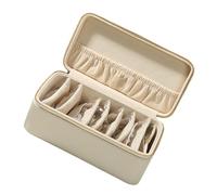 Qsvbeeqj Elegante caja de almacenamiento para joyas, funda de PU textura para viajes y joyas para el hogar, representación y reacción