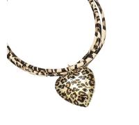 Qsvbeeqj Elegante collar de cordón con estampado de leopardo con colgante de corazón único, accesorios de cadena de doble capa para mujer, accesorio de fiesta, talla única, como se describe, como se