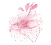 Qsvbeeqj Elegante diadema de plumas con sombrero de malla para un aspecto elegante y vintage, tocado de fiesta de noche, baile de graduación o evento