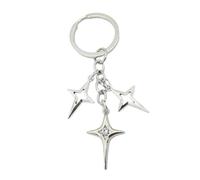 Qsvbeeqj Elegante Escote Cuatro Estrellas de Encaje Y Luna Llavero Llavero Aleación Resistente Peso Ligero Para Mujeres Bolsa de Regalo Encanto Accesorios Escote Cuatro Puntos Star Moon Llavero, E