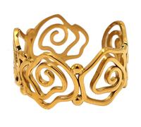 Qsvbeeqj Elegantes diseños de remolinos de 18 quilates, anillos de acero inoxidable chapados en oro, joyería para mujer, accesorios para los dedos, anillo de ocasión versátil, como se describe