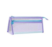 Qsvbeeqj Estuche plegable de malla transparente - Almacenamiento de dos secciones para bolígrafos y pequeños artículos de papelería, bolsa de malla de doble capa para bolígrafos, organizador de