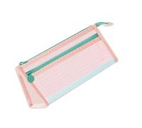 Qsvbeeqj Estuche plegable de malla transparente - Almacenamiento de dos secciones para bolígrafos y pequeños artículos de papelería, bolsa de malla de doble capa para bolígrafos, organizador de