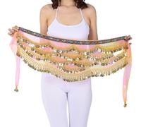 Qsvbeeqj Falda, bufanda de cadera para danza del vientre para mujer, cinturón de danza con cinturón dorado para danza del vientre, amarillo, Talla única