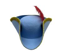 Qsvbeeqj Gorras piratas con plumas de encaje dorado para fiestas de Halloween y aventuras de simulación para vestirse y jugar, sombrero unisex