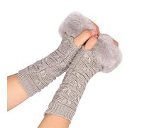 Qsvbeeqj Guantes de invierno de punto a prueba de viento cálidos para mujer guantes de medio dedo espesar esquí al aire libre color sólido medio dedo para las mujeres de punto medio dedo de punto