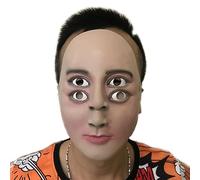 [Qsvbeeqj] Halloween cuatro ojos aterrador terror Navidad cosplay accesorios accesorios de disfraz de látex de cara completa con correa elástica para rostro divertido para adultos