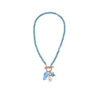 [Qsvbeeqj] Joyería artística de temática marina en la cadena ajustable con detalles azules y blancos para fiestas Joyas temáticas de peces de cerámica, フリーサイズ, Como se describe en la descripción, Sin