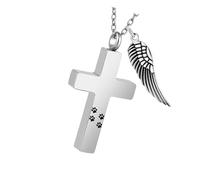 Qsvbeeqj Joyería de cremación de PET de metal roto monumento cruzado cadena de pintura con compartimento de almacenamiento invisible para Ashes Memorial Collar