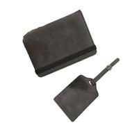 Qsvbeeqj Juego de 2 etiquetas ligeras y elegantes para pasaportes, cartera, equipaje, compacto, moderno, para mujeres y hombres, bolsa segura, Black
