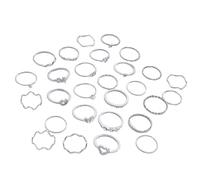 [Qsvbeeqj] Juego de 28 piezas de anillos de onda con diseño elegante y diamantes de imitación para mujer de moda