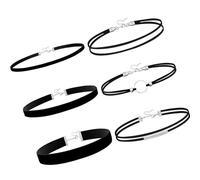 Qsvbeeqj Juego de cadenas de tela negra ajustables ligeras de 2 capas perfectas para ocasiones casuales o formales, collar delicado y agradable para la piel, talla única, como se describe, como se