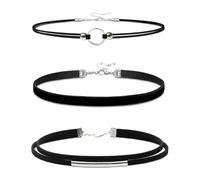 Qsvbeeqj Juego de cadenas de tela negra ajustables ligeras de 2 capas perfectas para ocasiones casuales o formales, collar delicado y agradable para la piel, talla única, como se describe, como se