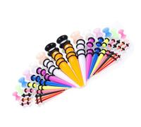 Qsvbeeqj Juego de dilatadores acrílicos para orejas de 50 unidades, medidas surtidas, opciones de sombra vibrante, juego de dilatadores acrílicos, talla única, como se describe, como se describe