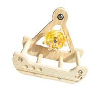 Qsvbeeqj Juguete de actividad de pájaro de madera natural con bajo ruido, movimiento vibratorio y 4 placas de asiento para loro de enriquecimiento swing perca masticar juguete