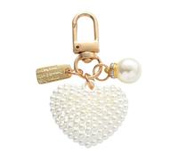 Qsvbeeqj Llavero de aleación y perlas versátil rosa perlas corazón decorar para varios accesorios