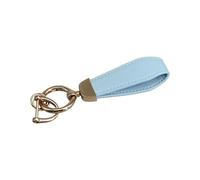 Qsvbeeqj Llavero de cuero genuino para profesionales de negocios, portátil y resistente, con diferentes colores para el uso diario de cuero elegante llavero para el trabajo, azul claro, Gold-color