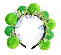 [Qsvbeeqj] Mardi Gras Pompoms Diadema Tinsel Pompones Poms Flip Headband