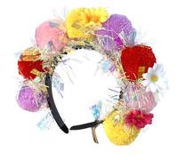 [Qsvbeeqj] Mardi Gras Pompoms Diadema Tinsel Pompones Poms Flip Headband