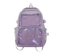 Qsvbeeqj Mochila escolar para estudiantes, gran capacidad, estilo japonés transparente, Itabag, estilo japonés, para exhibición de pines, Purple