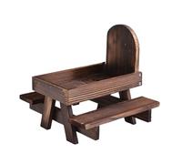 Qsvbeeqj Pequeña estación de alimentación para mascotas, alimentador de ardilla, alimentador de mesa de decoración al aire libre, con paraguas protector para mesa de animales pequeños, alimentador