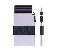 Qsvbeeqj Portatarjetas con múltiples compartimentos, bloqueo, cartera, monedero, efectivo, crédito, aluminio portátil, Plata con vendaje, Belleza masiva