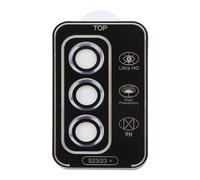 Qsvbeeqj Protector de lente de cámara para lente de cámara SAMS23/S23+, vidrio templado, a prueba de arañazos, accesorios de teléfono celular, vidrio templado con borde de aluminio