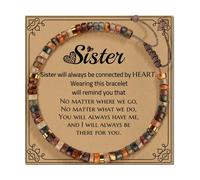 Qsvbeeqj Pulsera ajustable de piedra tejida a mano con tarjeta de bendición disponible en varios diseños de colores para estilos personalizados