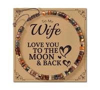 Qsvbeeqj Pulsera ajustable de piedra tejida a mano con tarjeta de bendición disponible en varios diseños de colores para estilos personalizados