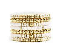 Qsvbeeqj Pulsera de perlas coloridas de moda elástica suave tono apilable para ocio y fiesta desgaste colorido pulsera de arcilla, talla única, como se describe