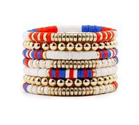 Qsvbeeqj Pulsera de perlas coloridas de moda elástica suave tono apilable para ocio y fiesta desgaste colorido pulsera de arcilla, talla única, como se describe